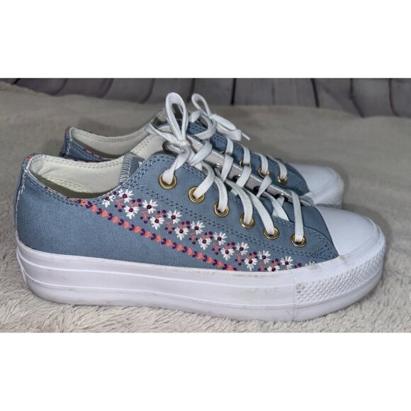 CONVERSE Women’s Chuck Taylor AS Lift Embroidered Florals Shoe A12051C Size 8 - Picture 4 of 9